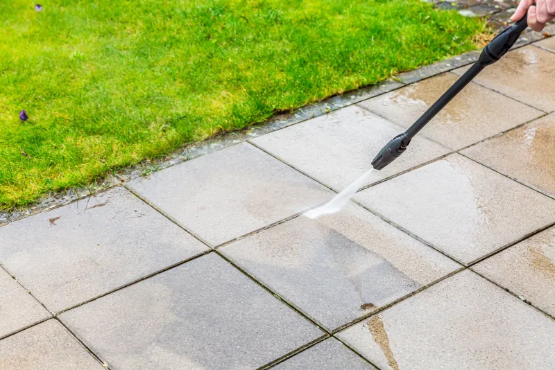 Pressure washing sidewalk and walkway in Elizabeth Colorado